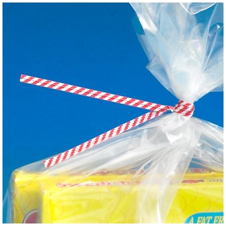 Bsc Preferred 7 x 5/32'' Red Candy Stripe Paper Twist Ties, 2000PK BUY00027108